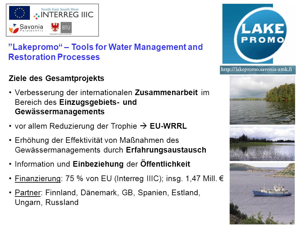 Lakepromo – Tools for Water Management and Restoration Processes