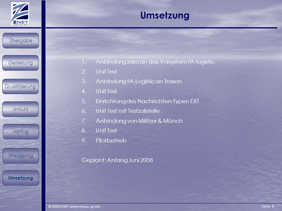 Umsetzung Anbindung zara an das Vorsystem tA-logistic Unit Test