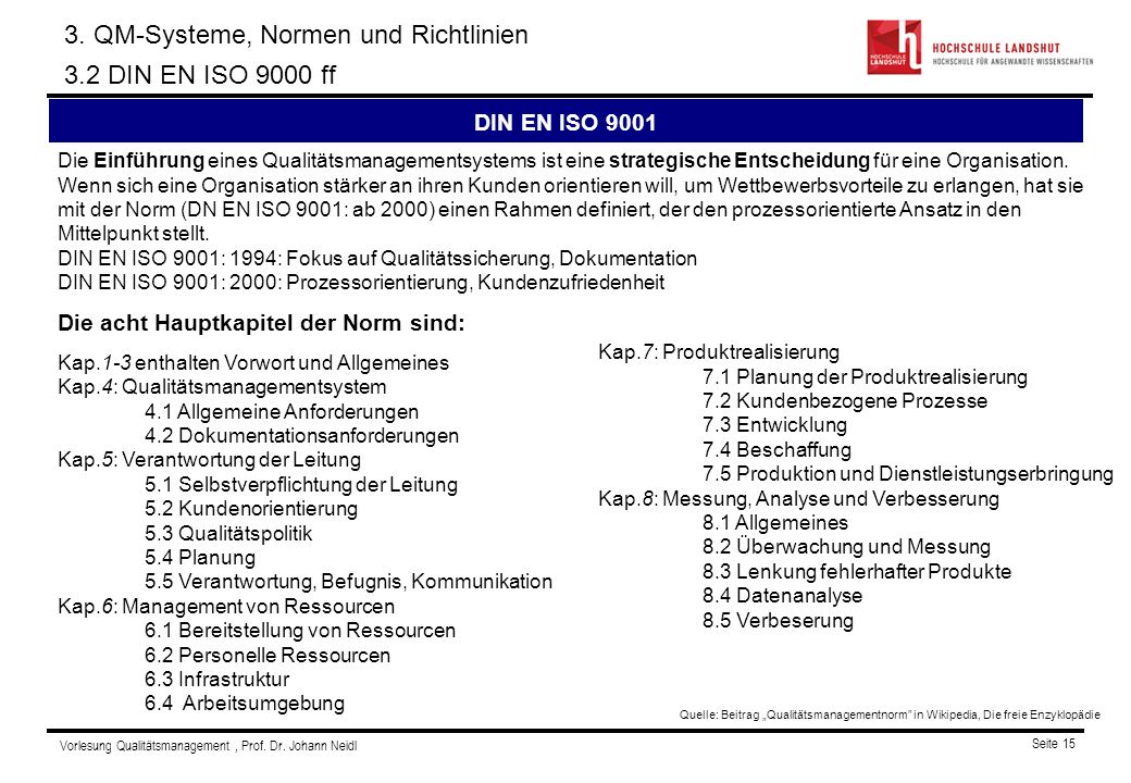 3. QM-Systeme, Normen und Richtlinien 3.2 DIN EN ISO 9000 ff