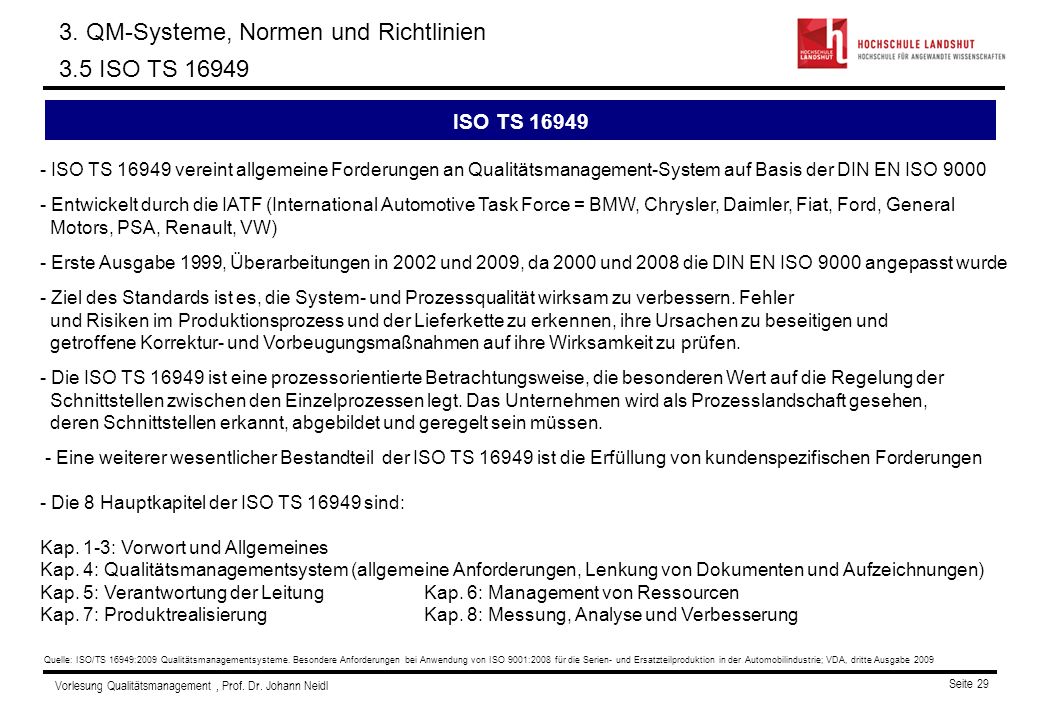 3. QM-Systeme, Normen und Richtlinien 3.5 ISO TS 16949