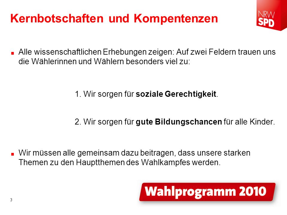 Kernbotschaften und Kompentenzen