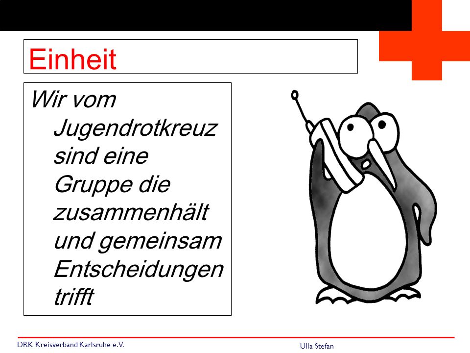 Einheit Wir vom Jugendrotkreuz sind eine Gruppe die zusammenhält und gemeinsam Entscheidungen trifft.