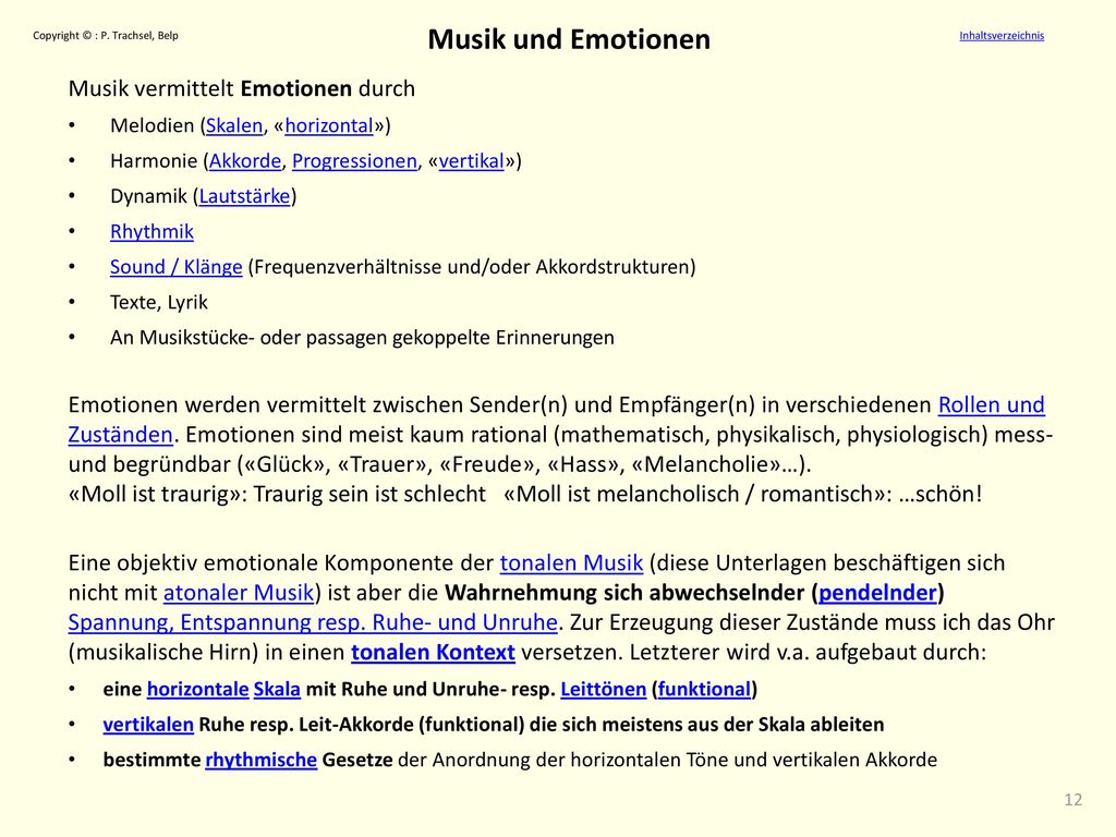 Musik und Emotionen Musik vermittelt Emotionen durch
