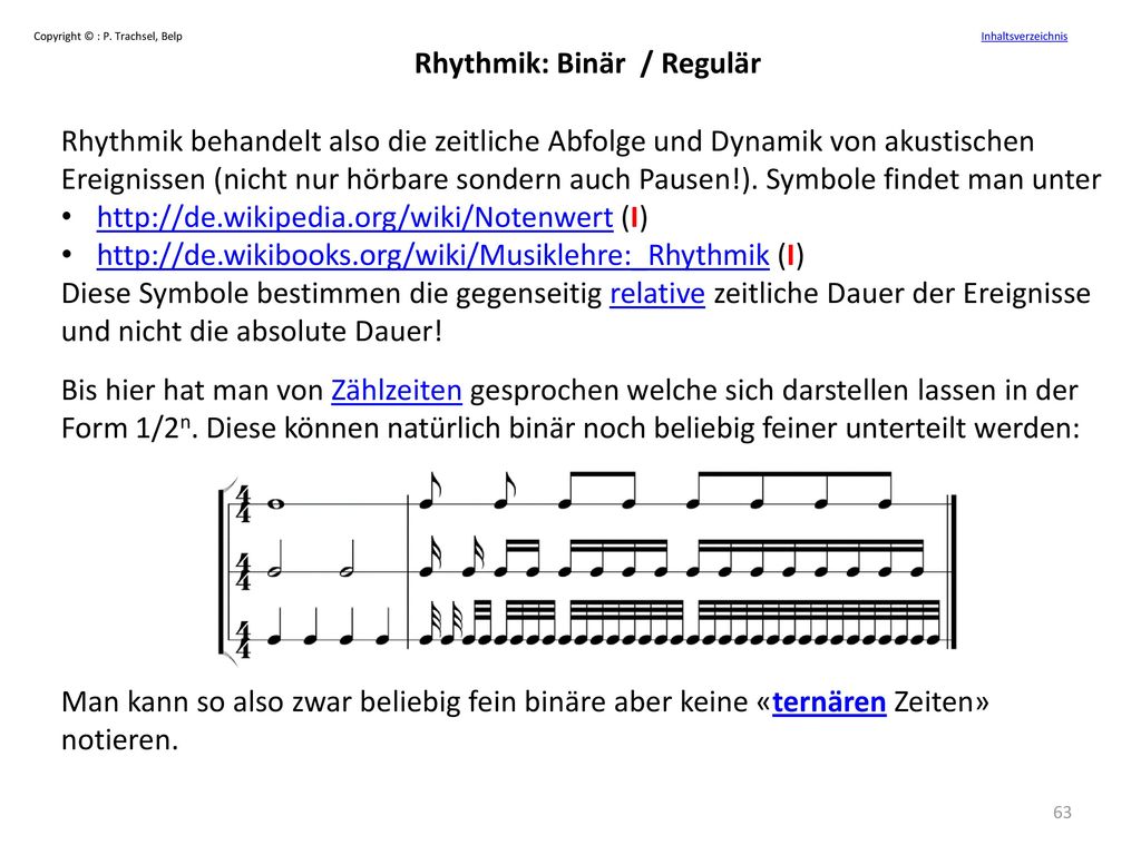 Rhythmik: Binär / Regulär