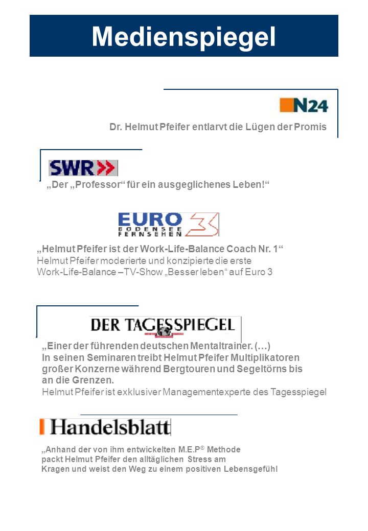 Medienspiegel Dr. Helmut Pfeifer entlarvt die Lügen der Promis