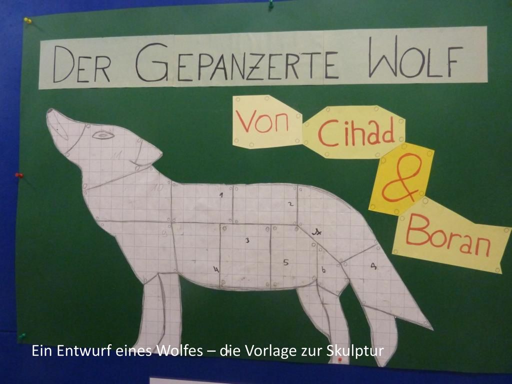 Ein Entwurf eines Wolfes – die Vorlage zur Skulptur
