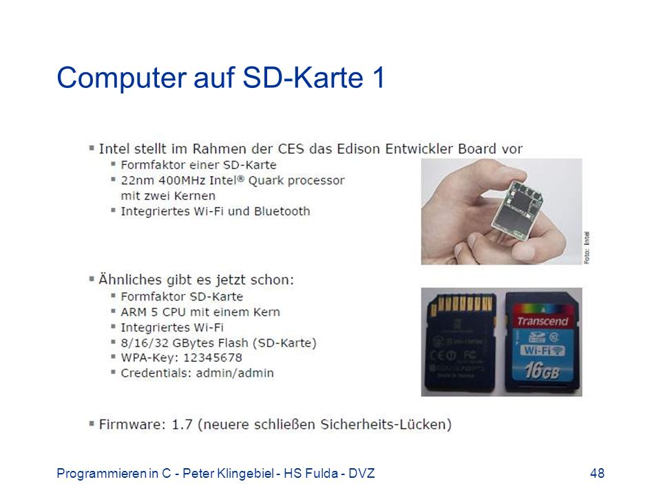 Computer auf SD-Karte 1 Programmieren in C - Peter Klingebiel - HS Fulda - DVZ