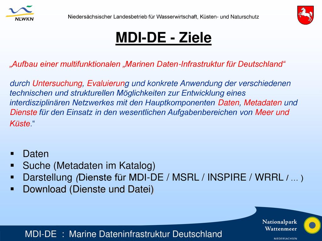 MDI-DE - Ziele Daten Suche (Metadaten im Katalog)