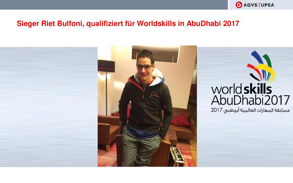 Sieger Riet Bulfoni, qualifiziert für Worldskills in AbuDhabi 2017