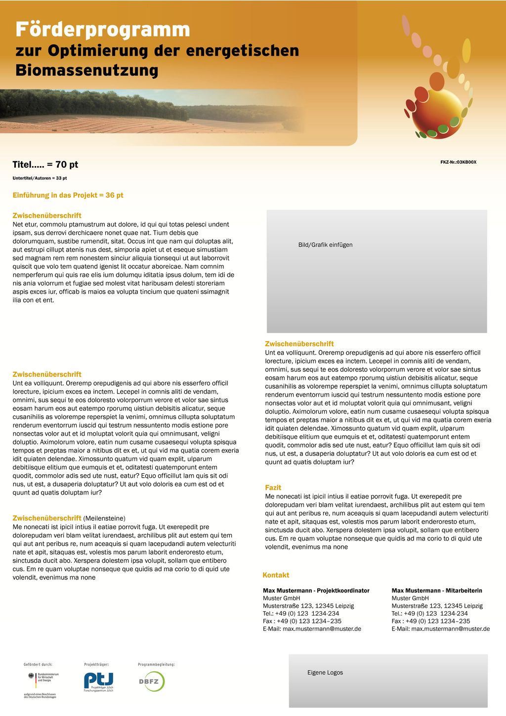 Titel….. = 70 pt Einführung in das Projekt = 36 pt Zwischenüberschrift