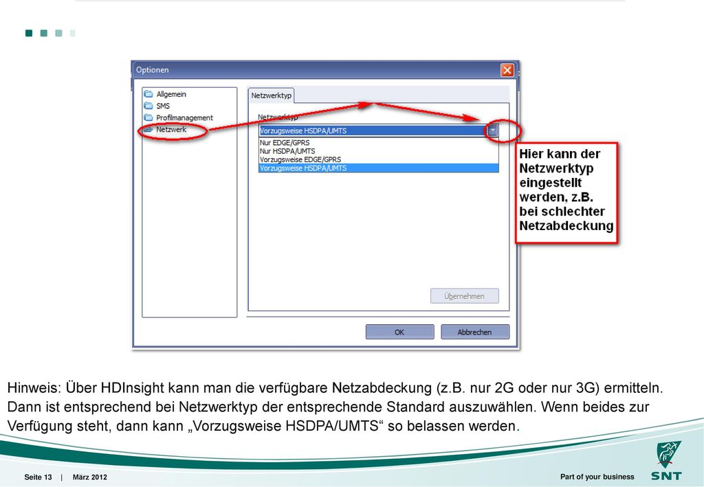 Hinweis: Über HDInsight kann man die verfügbare Netzabdeckung (z. B