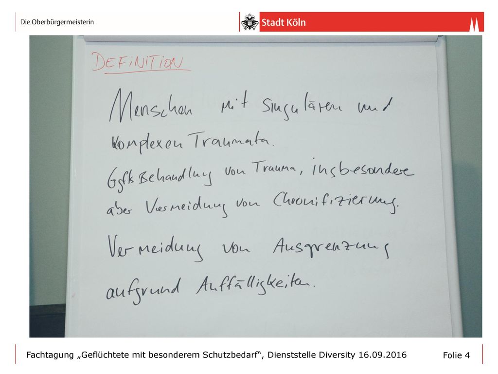 Fachtagung „Geflüchtete mit besonderem Schutzbedarf , Dienststelle Diversity