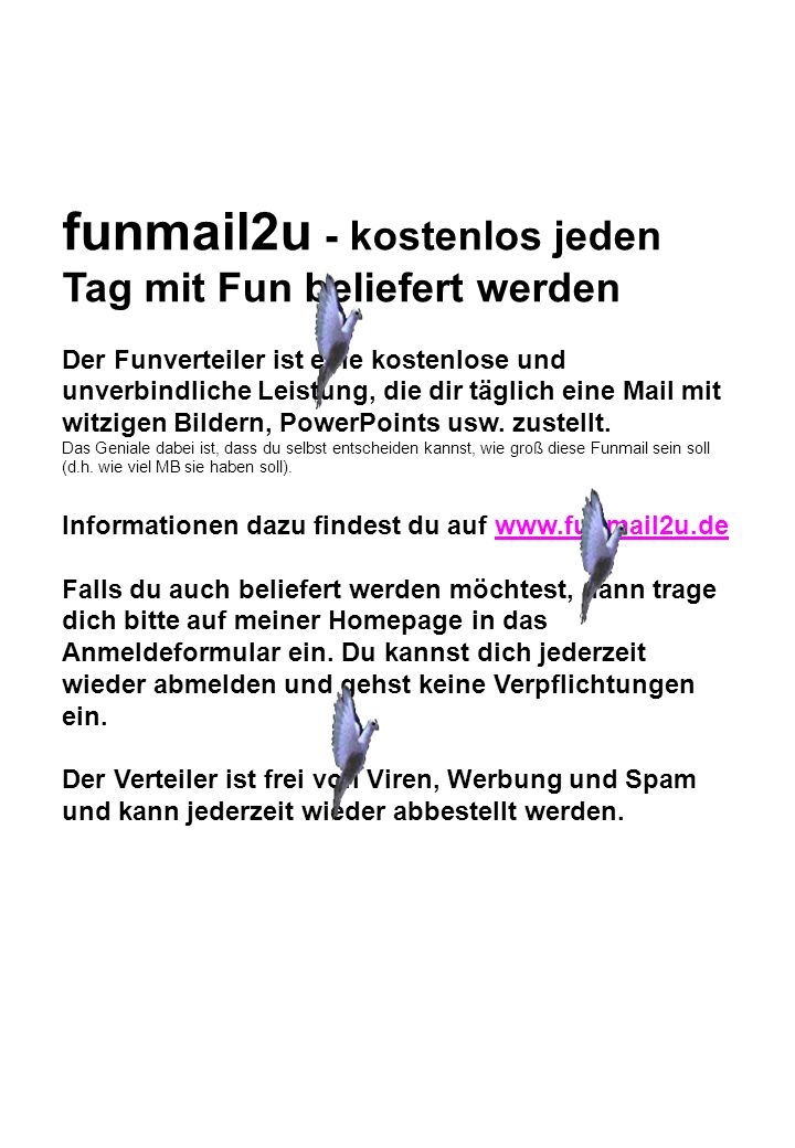 funmail2u - kostenlos jeden Tag mit Fun beliefert werden