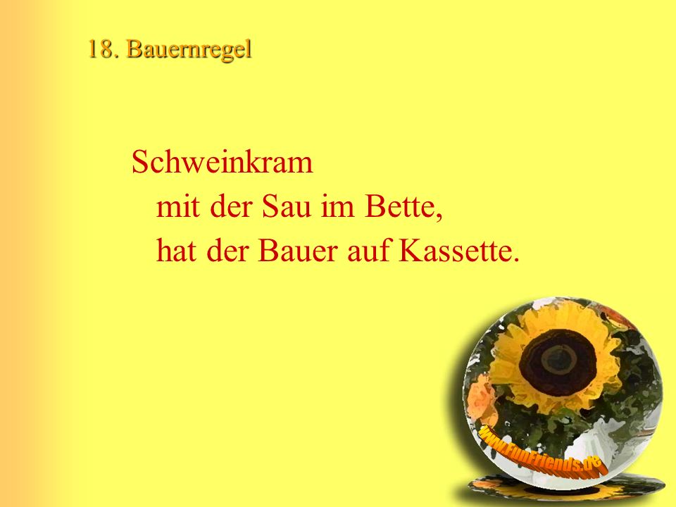 Schweinkram mit der Sau im Bette, hat der Bauer auf Kassette.