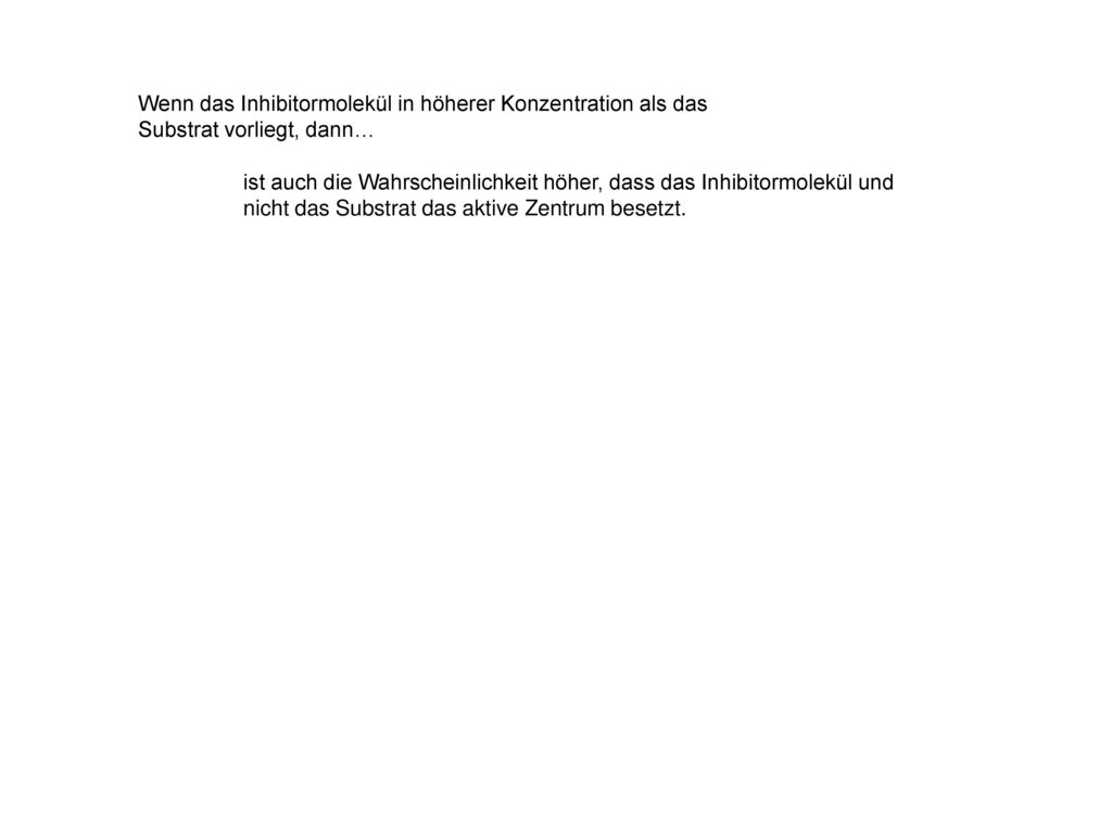 Wenn das Inhibitormolekül in höherer Konzentration als das Substrat vorliegt, dann…