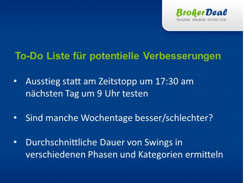 To-Do Liste für potentielle Verbesserungen