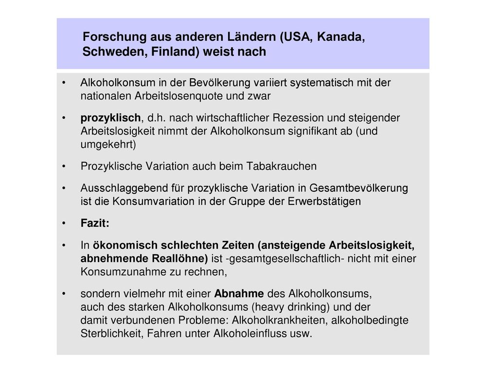 Forschung aus anderen Ländern (USA, Kanada, Schweden, Finland) weist nach