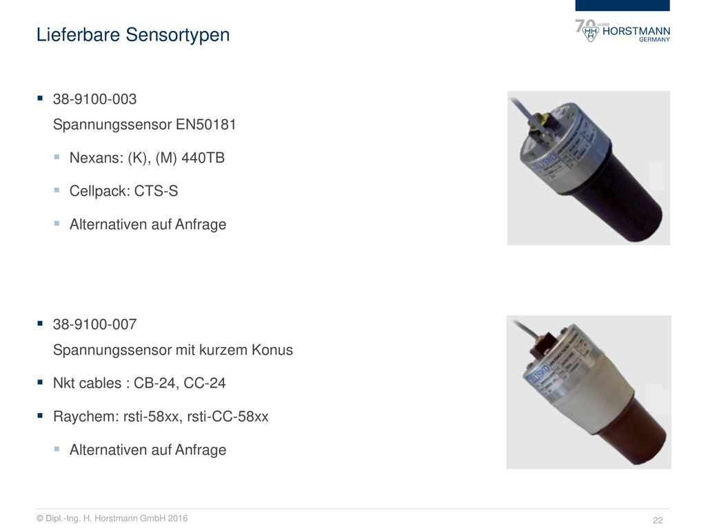Lieferbare Sensortypen