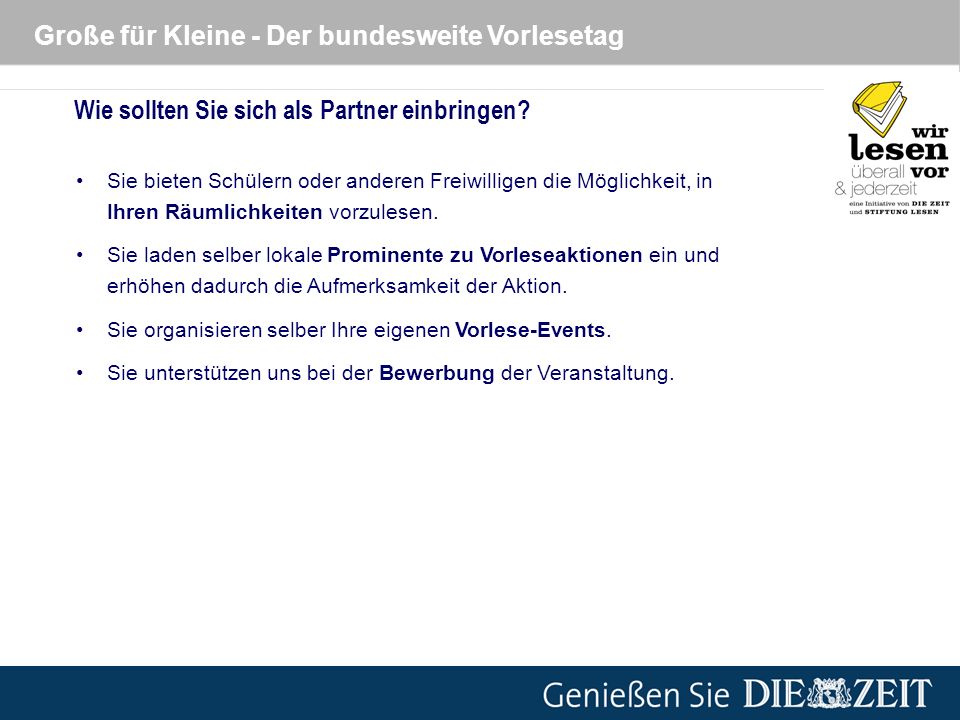 Große für Kleine - Der bundesweite Vorlesetag