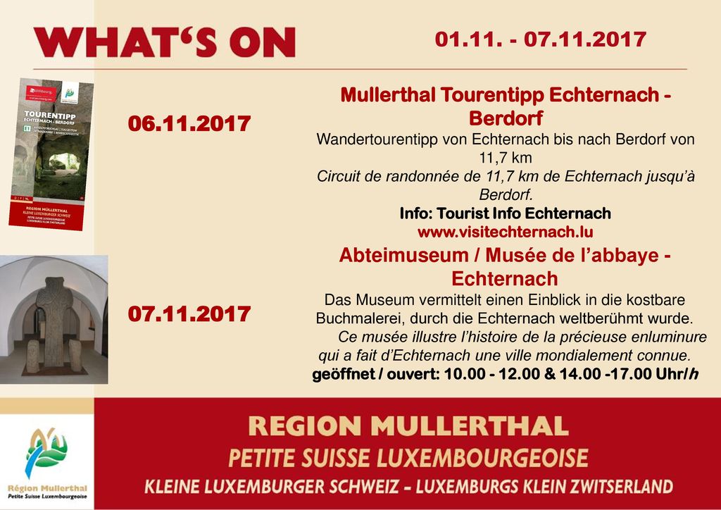 Mullerthal Tourentipp Echternach - Berdorf. Wandertourentipp von Echternach bis nach Berdorf von 11,7 km.
