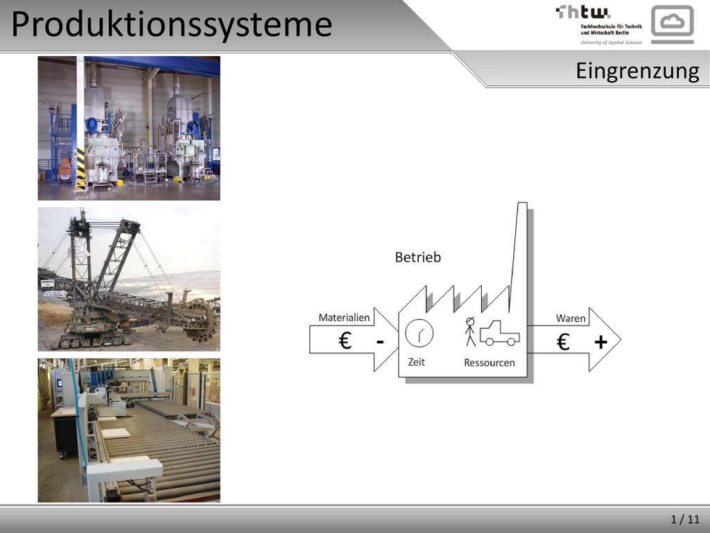 Produktionssysteme Eingrenzung Produktionssysteme sind