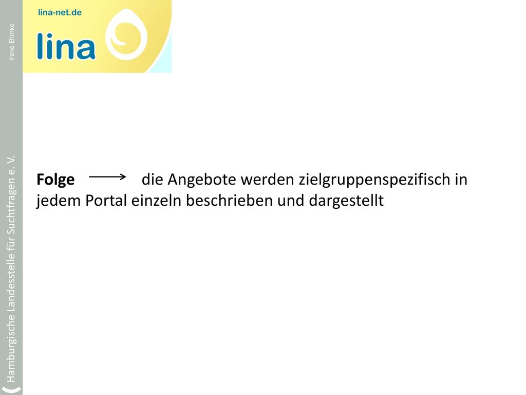 Irene Ehmke Folge die Angebote werden zielgruppenspezifisch in jedem Portal einzeln beschrieben und dargestellt.