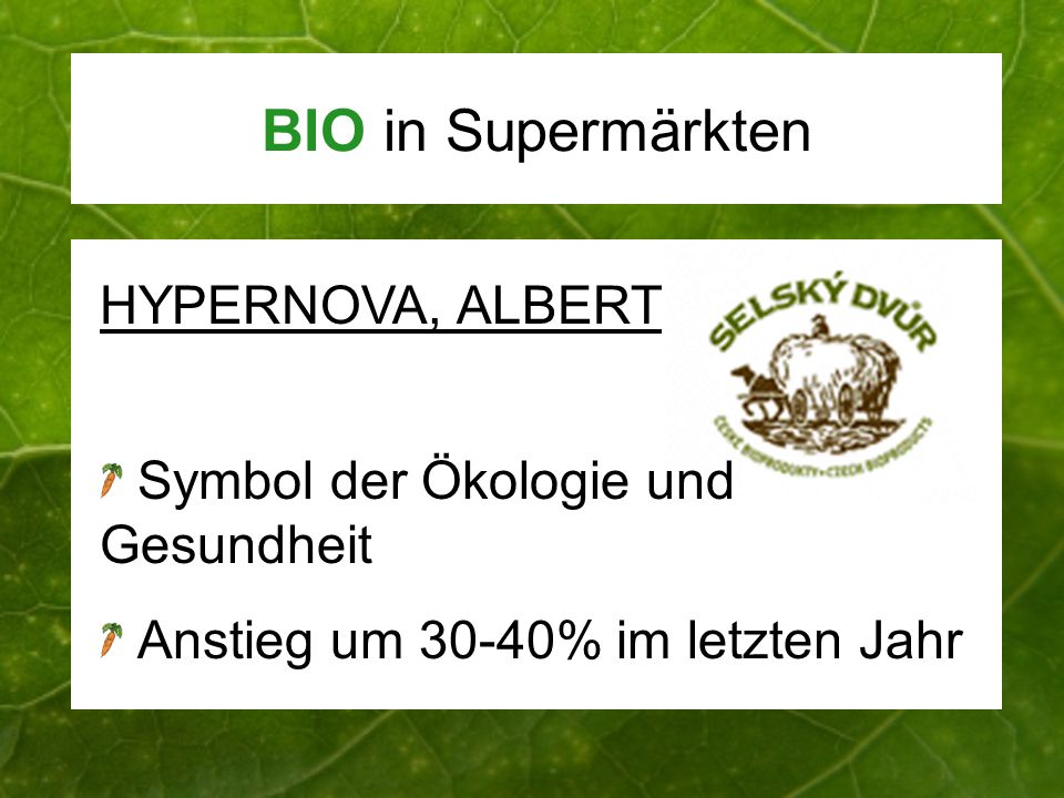 Symbol der Ökologie und Gesundheit Anstieg um 30-40% im letzten Jahr