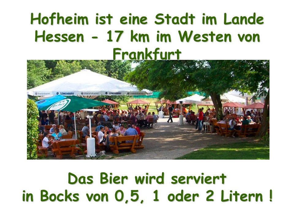 Hofheim ist eine Stadt im Lande Hessen - 17 km im Westen von Frankfurt