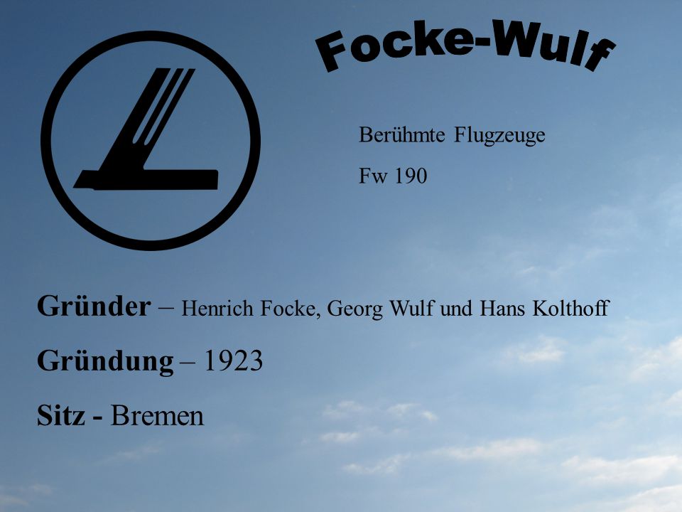 Focke-Wulf Gründer – Henrich Focke, Georg Wulf und Hans Kolthoff