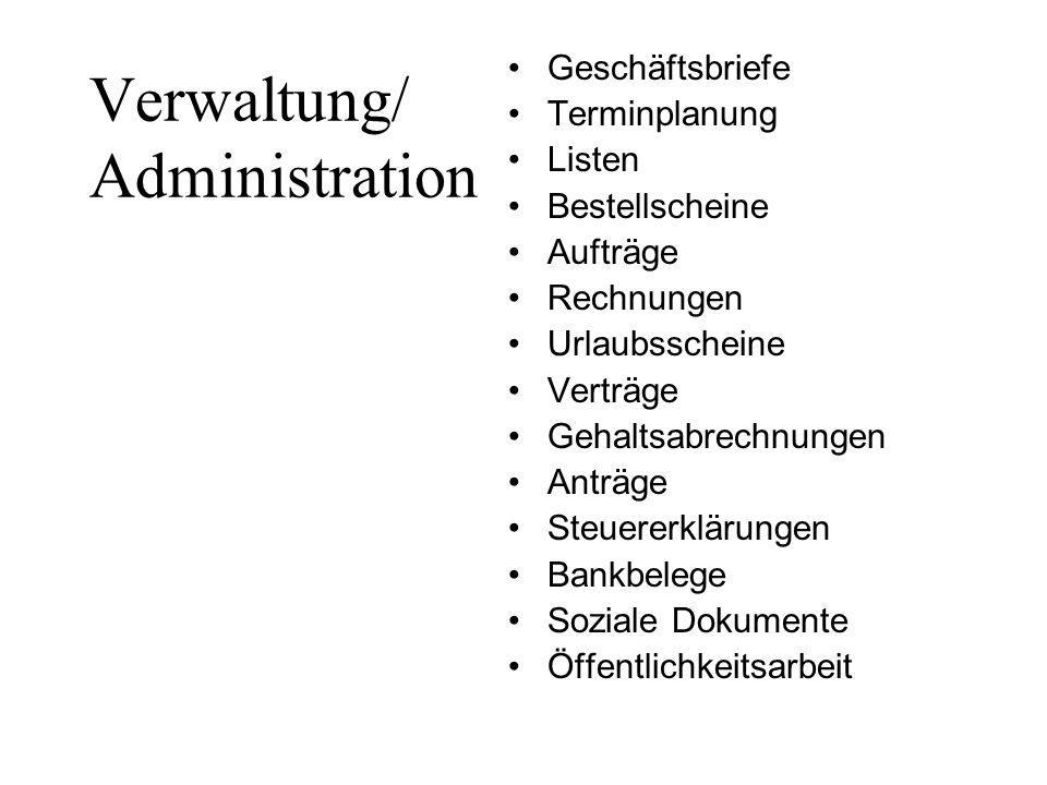 Verwaltung/ Administration