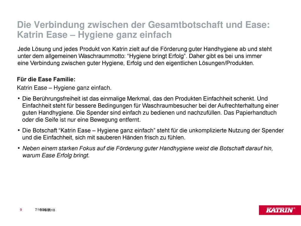 Die Verbindung zwischen der Gesamtbotschaft und Ease: Katrin Ease – Hygiene ganz einfach