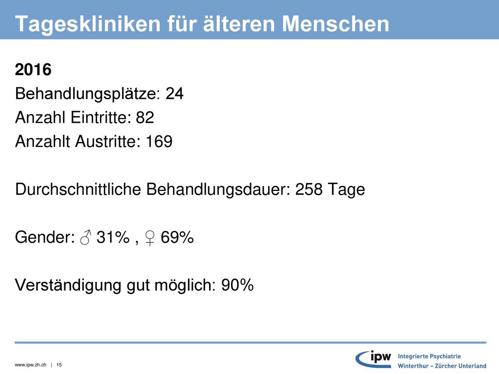 Tageskliniken für älteren Menschen