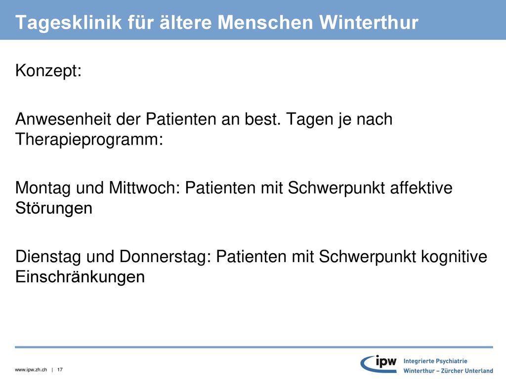 Tagesklinik für ältere Menschen Winterthur