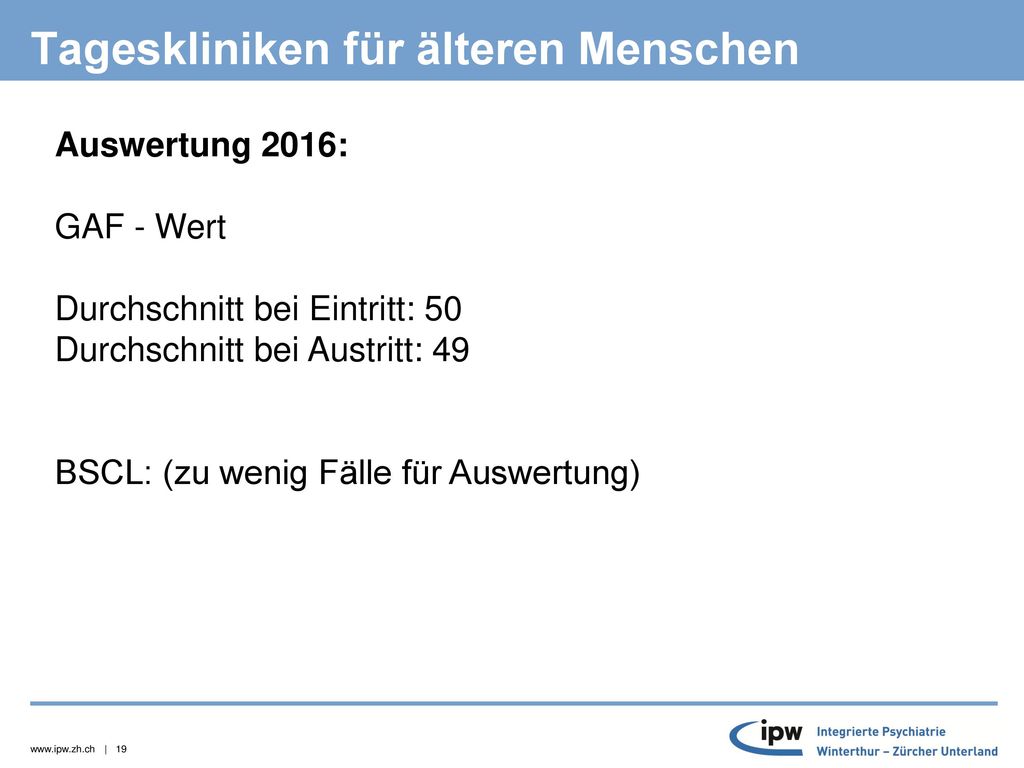 Tageskliniken für älteren Menschen