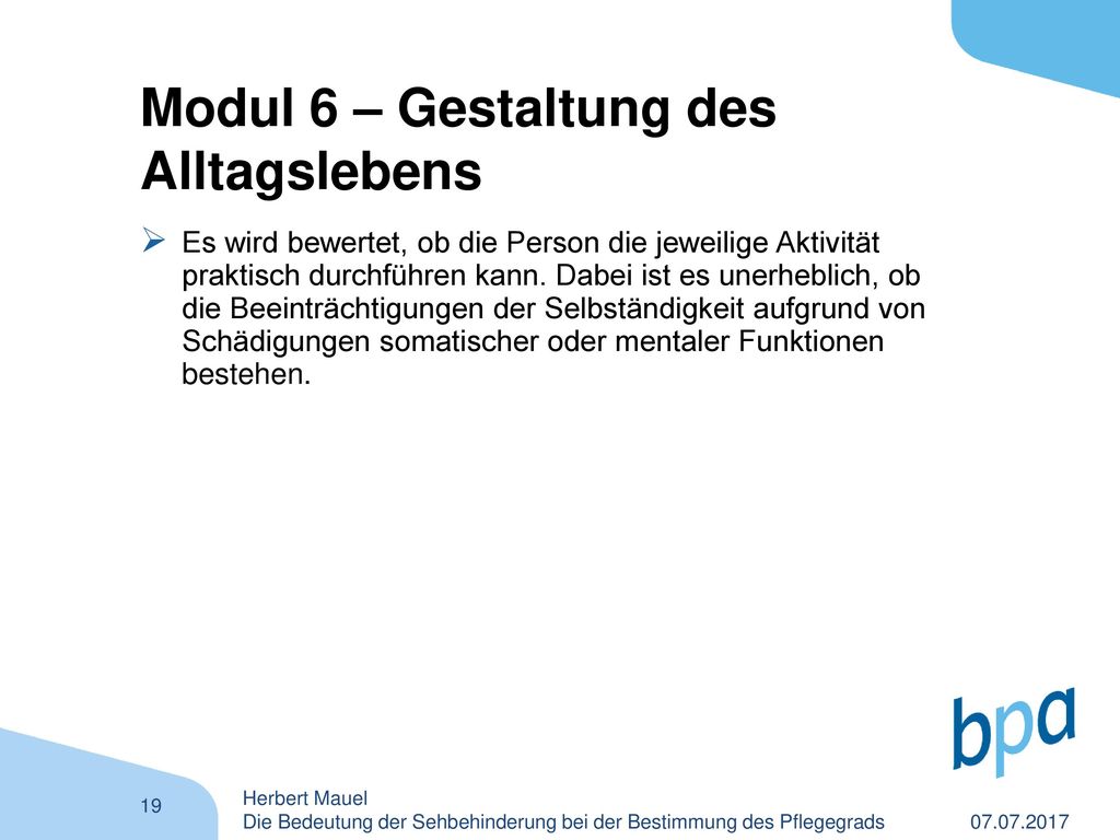 Modul 6 – Gestaltung des Alltagslebens