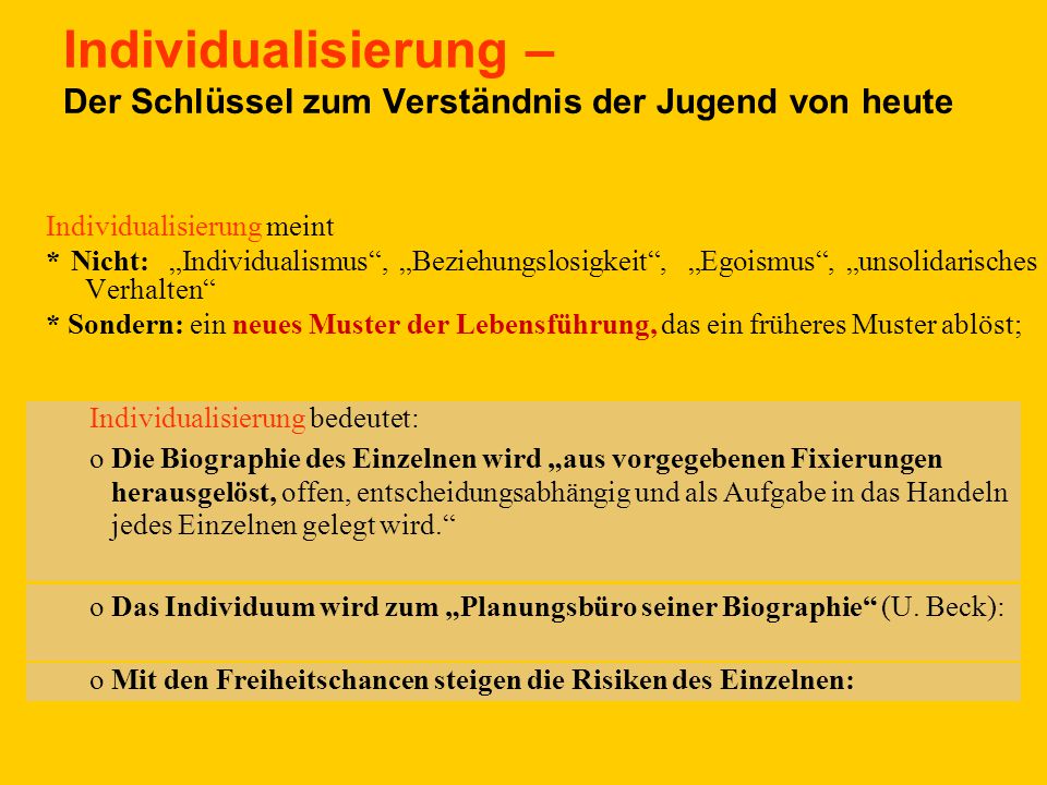 Individualisierung – Der Schlüssel zum Verständnis der Jugend von heute