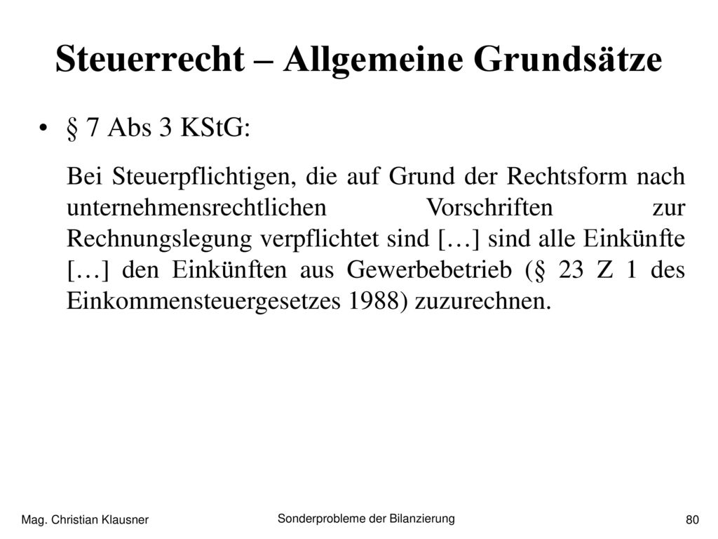 Steuerrecht – Allgemeine Grundsätze