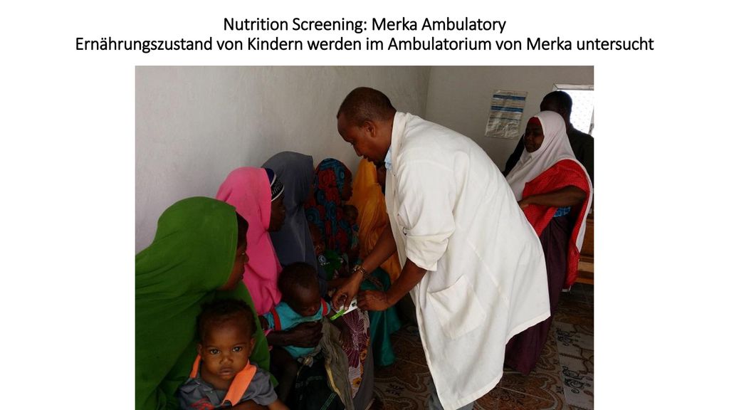 Nutrition Screening: Merka Ambulatory Ernährungszustand von Kindern werden im Ambulatorium von Merka untersucht