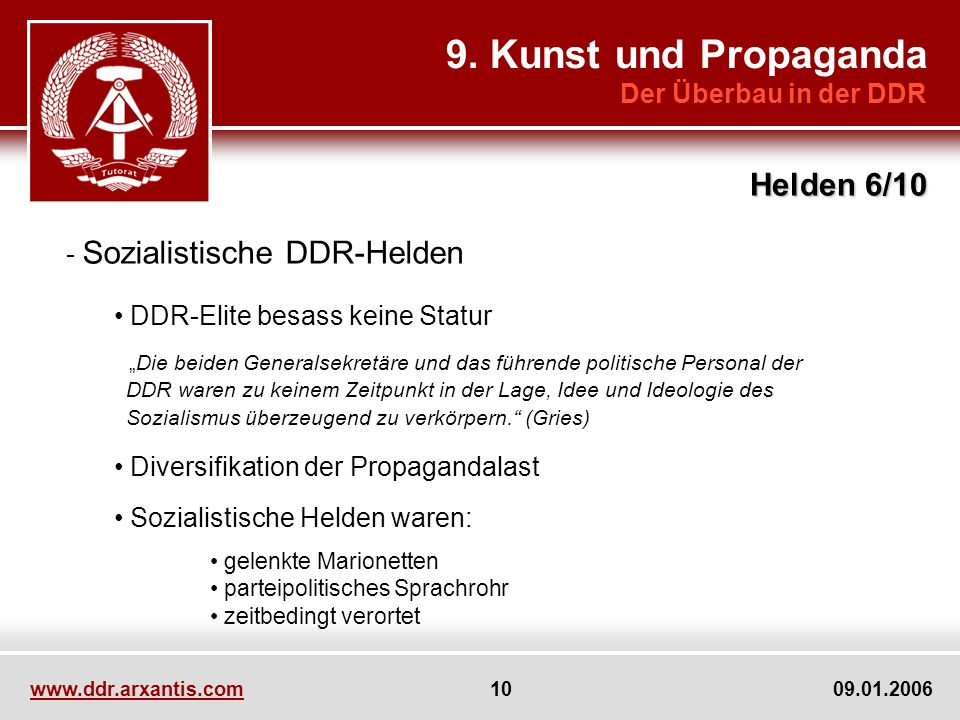 9. Kunst und Propaganda Helden 6/10 Der Überbau in der DDR
