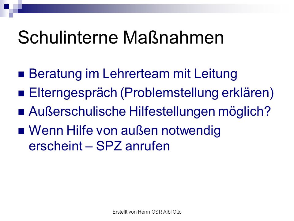 Schulinterne Maßnahmen