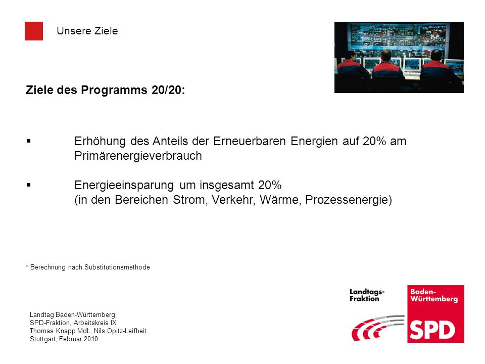 Energieeinsparung um insgesamt 20%