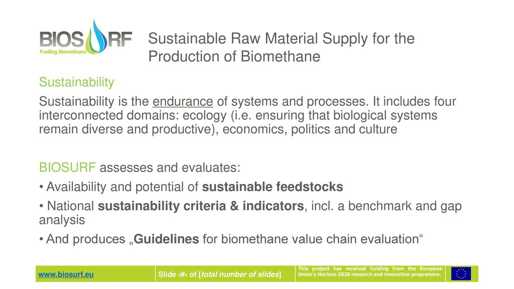 Sustainable Raw Material Supply for the Production of Biomethane