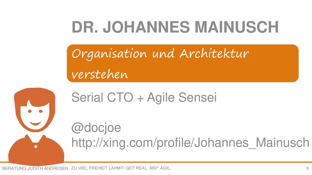 DR. JOHANNES MAINUSCH Organisation und Architektur. verstehen. Serial CTO + Agile