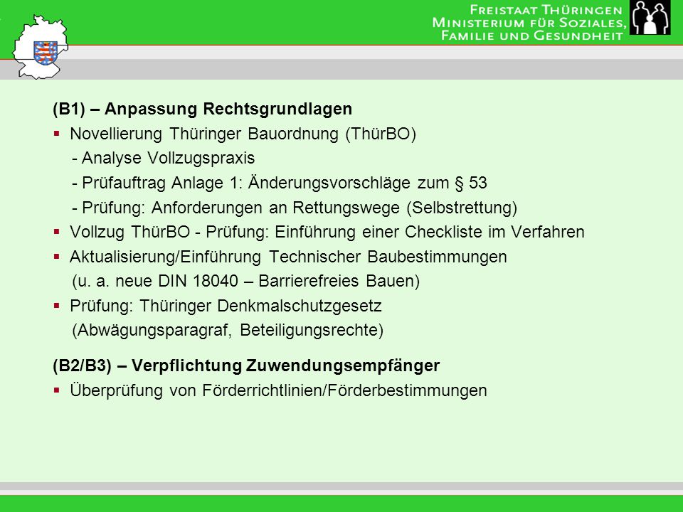 (B1) – Anpassung Rechtsgrundlagen