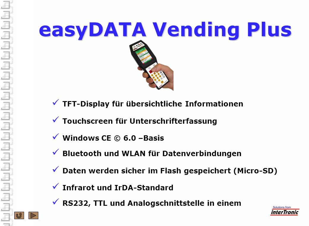 easyDATA Vending Plus TFT-Display für übersichtliche Informationen