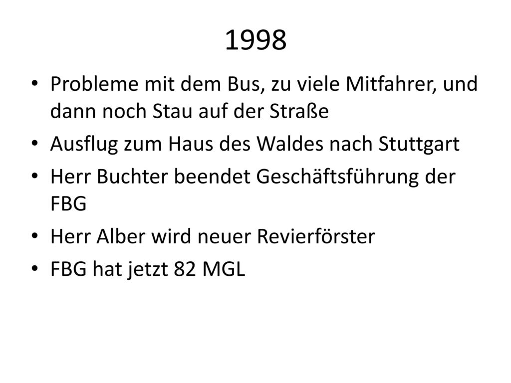 1998 Probleme mit dem Bus, zu viele Mitfahrer, und dann noch Stau auf der Straße. Ausflug zum Haus des Waldes nach Stuttgart.