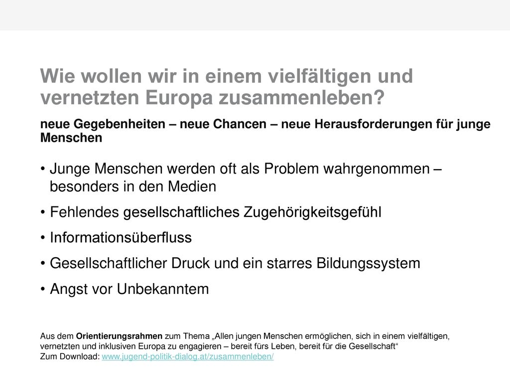 Wie wollen wir in einem vielfältigen und vernetzten Europa zusammenleben