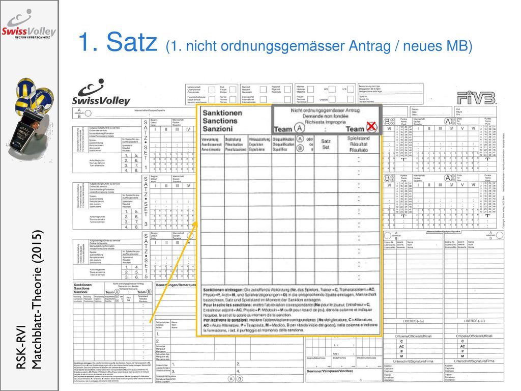 1. Satz (1. nicht ordnungsgemässer Antrag / neues MB)