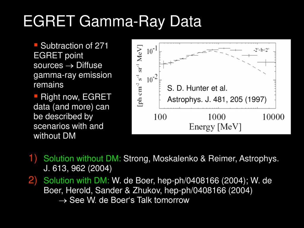 EGRET Gamma-Ray Data Subtraction of 271 EGRET point sources  Diffuse gamma-ray emission remains.