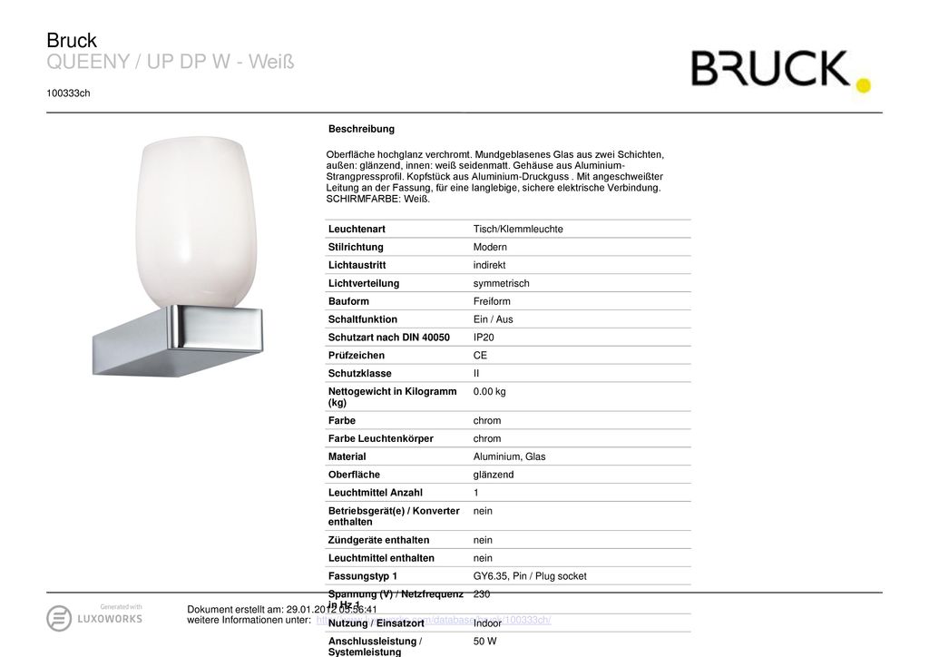 Bruck QUEENY / UP DP W - Weiß ch Beschreibung